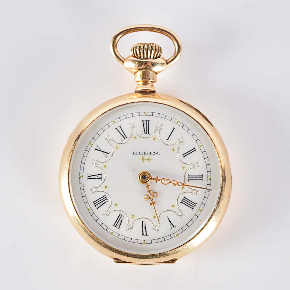 Antique 1882 14K Gold Filled Lady Elgin Pocket Watch EBTH