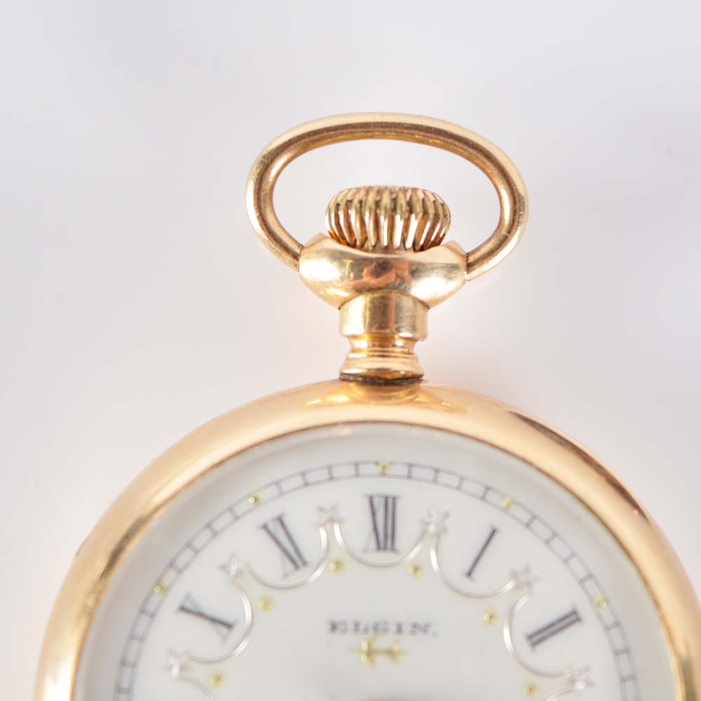 Antique 1882 14K Gold Filled Lady Elgin Pocket Watch EBTH