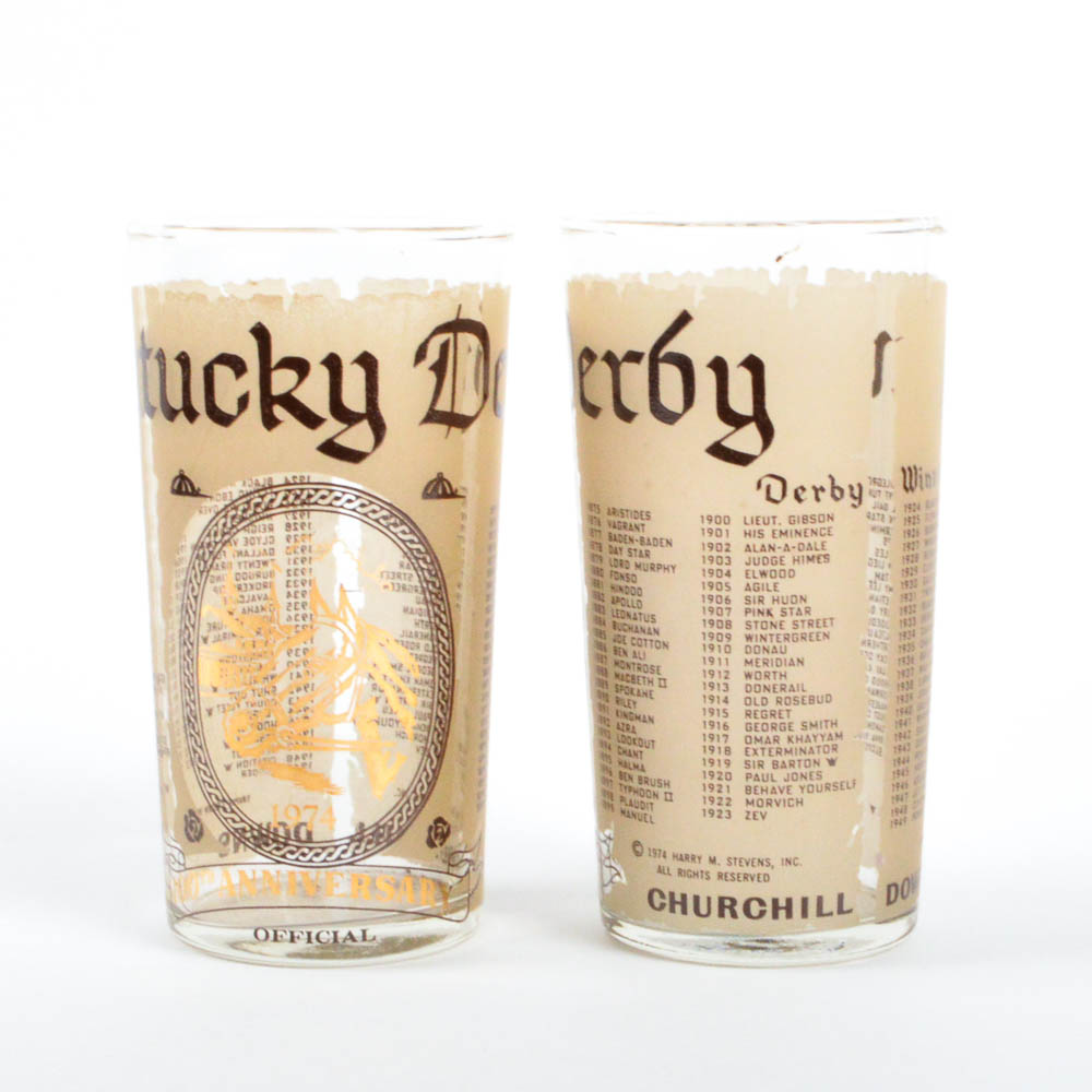 Pair of Rare 1974 Federal Kentucky Derby Glasses EBTH