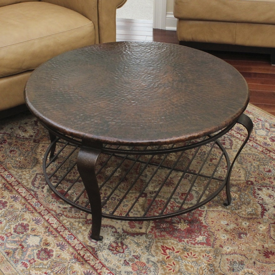 Hammered Copper Top Coffee Table : EBTH