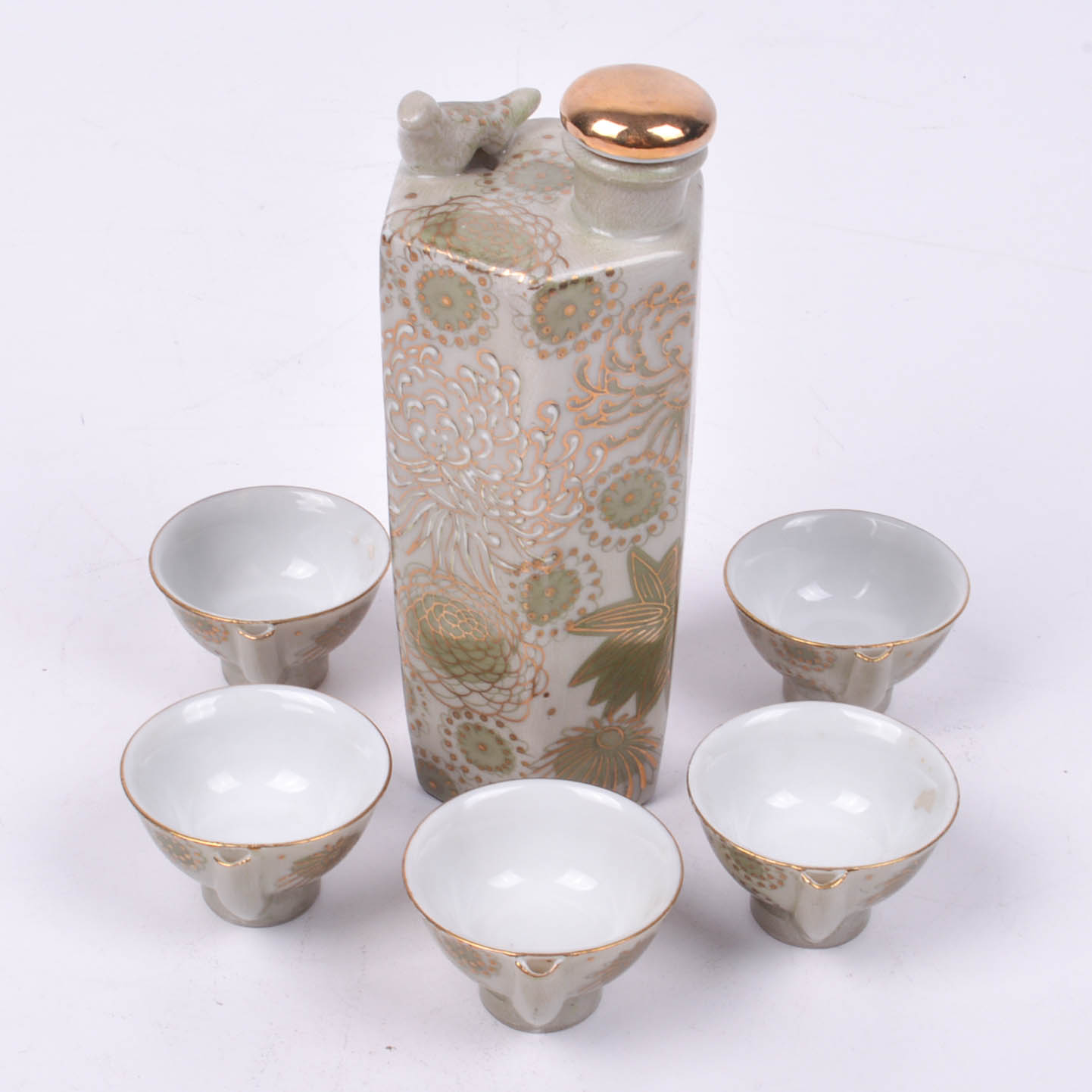 Japanese Kutani Ware Whistling Sake Set EBTH
