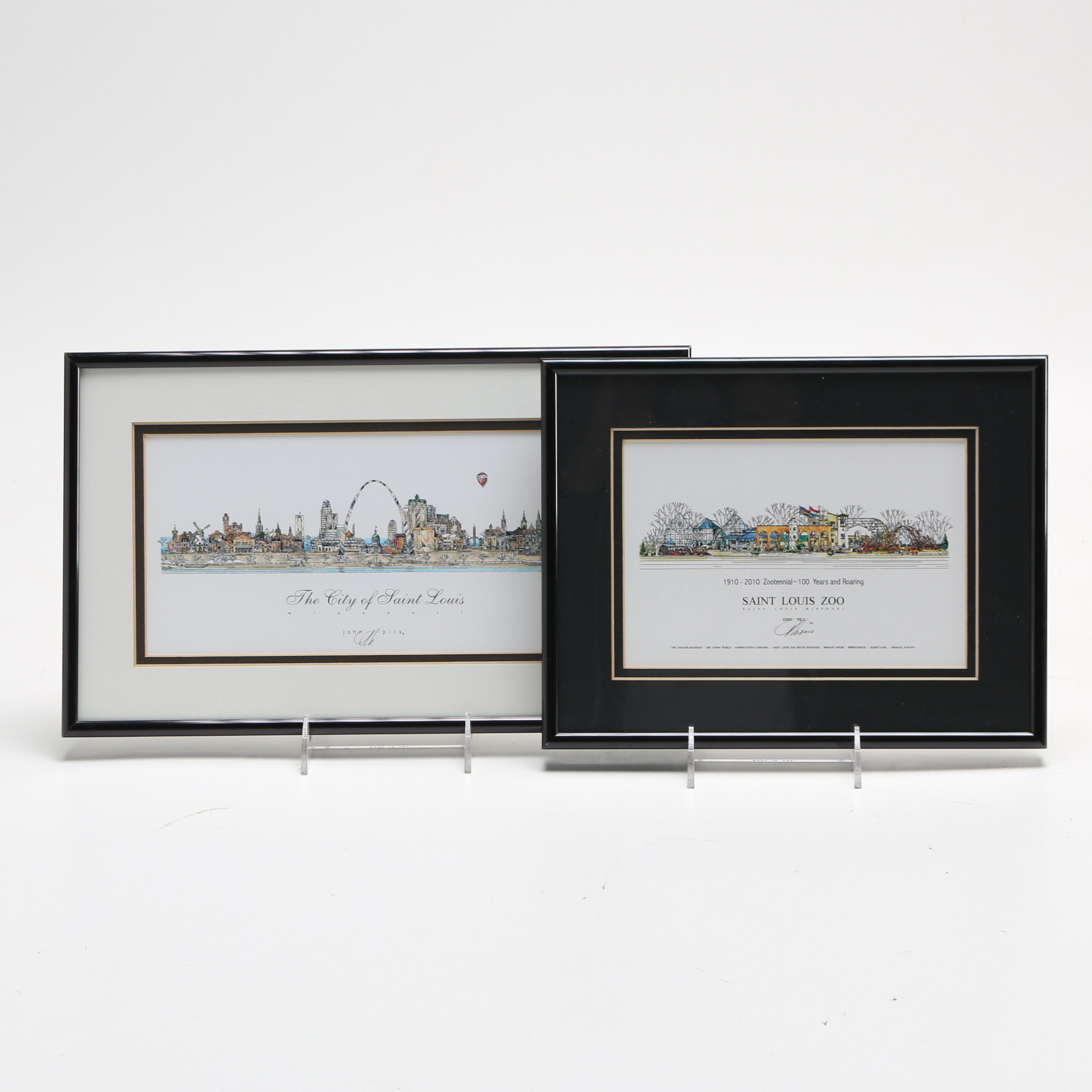 John Pils Pair of Offset Lithograph Prints of Saint Louis EBTH