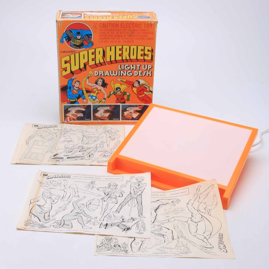 Vintage Dc Superheroes Light Up Drawing Desk Ebth