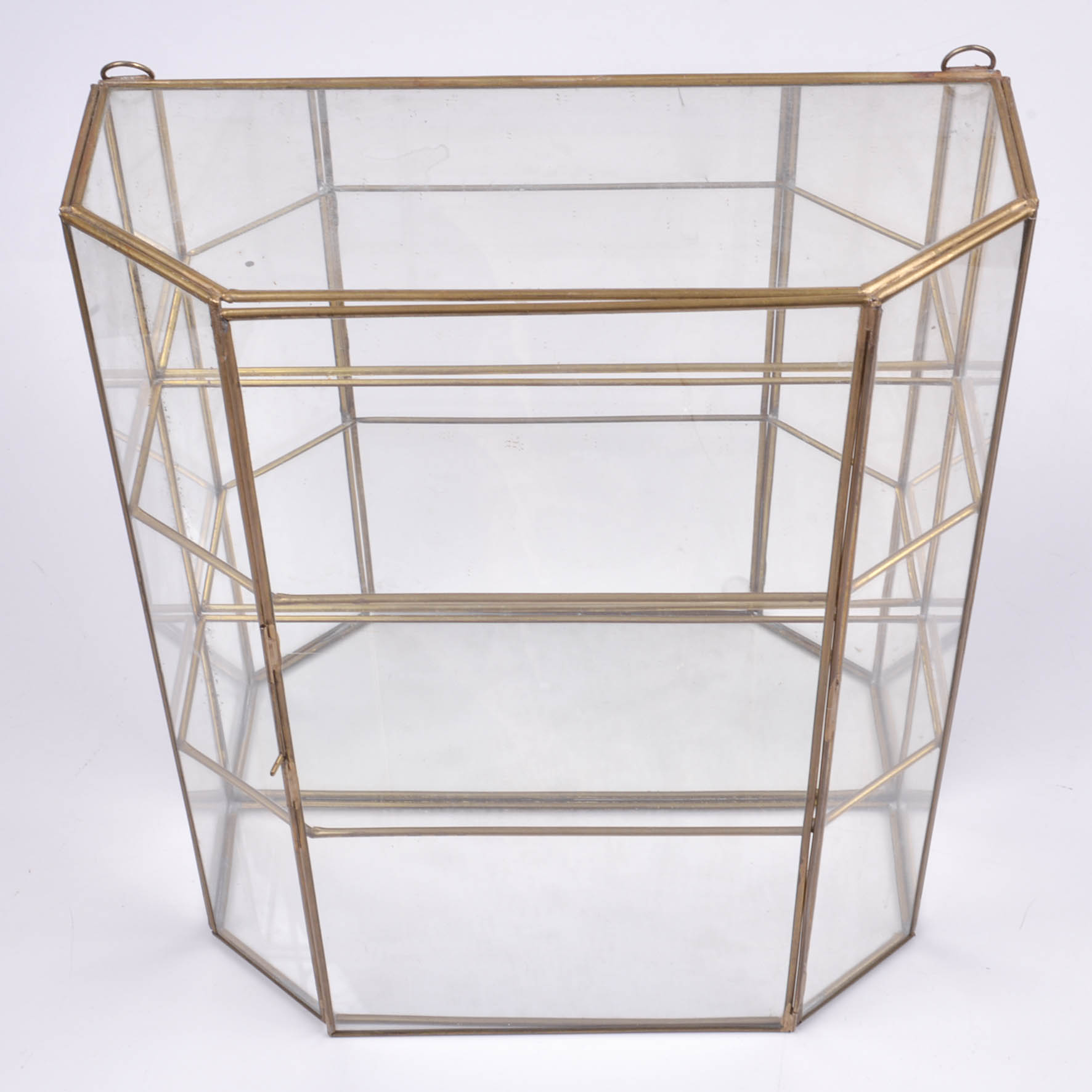 Vintage Brass Wall Hanging Curio Cabinet Ebth