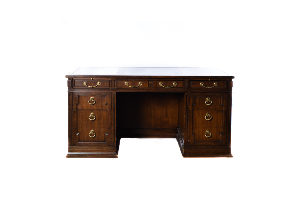 Vintage Sligh Leather Top Desk Ebth