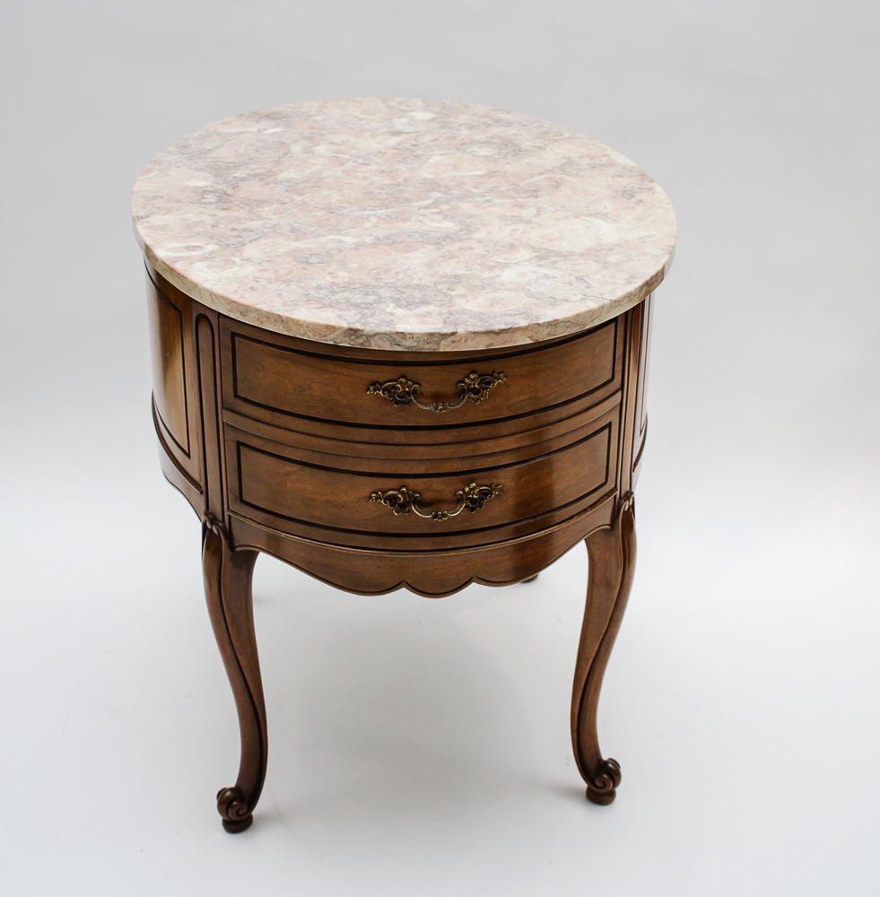 Pair of Weiman Heirloom Marble Topped Antique End Tables EBTH