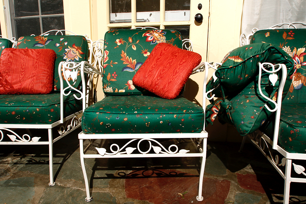 Vintage White Wrought Iron Patio Loveseat and Two Chairs EBTH