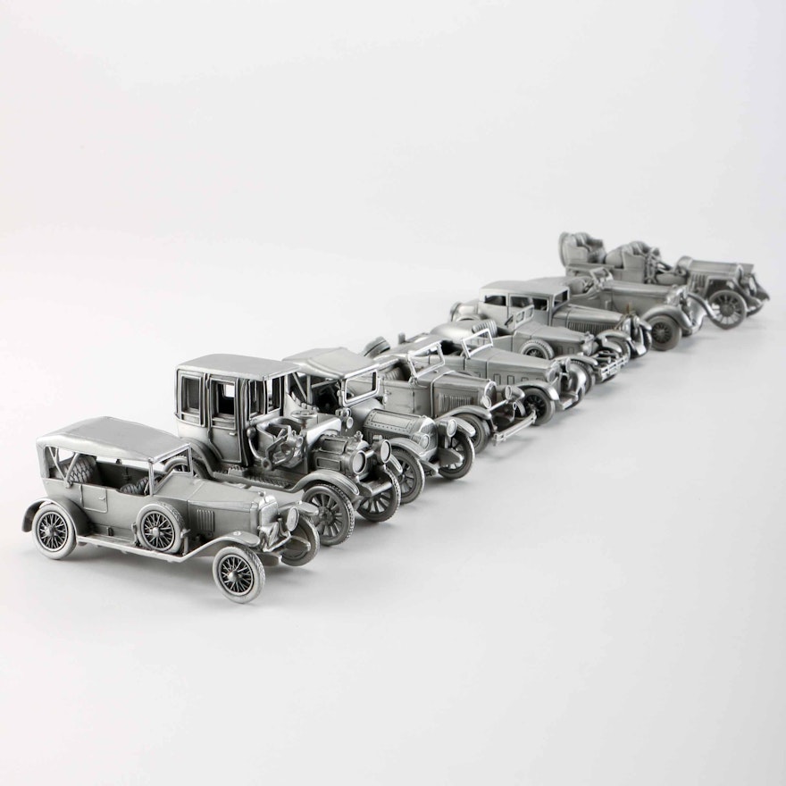 Collection of Danbury Mint Pewter Model Cars EBTH