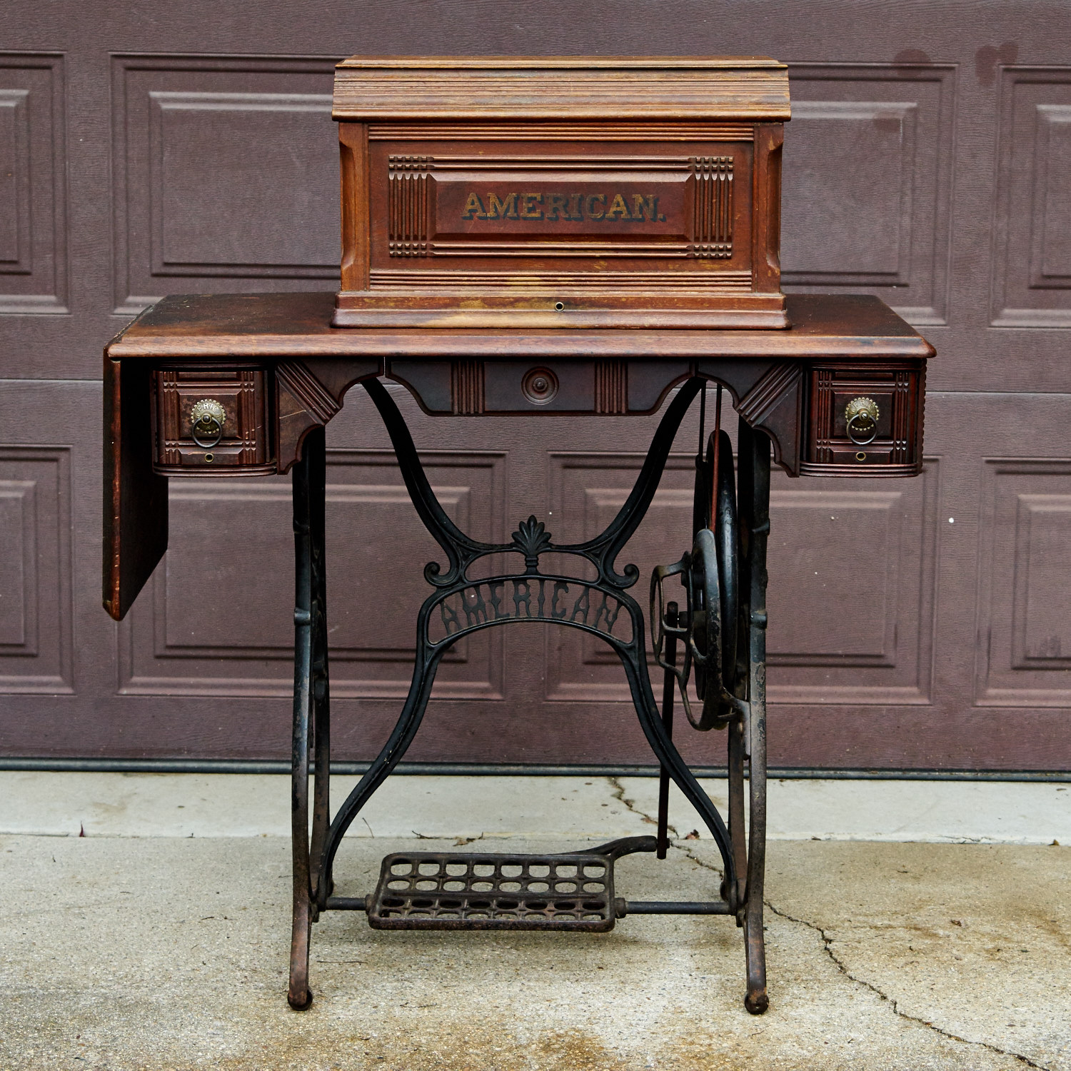 Antique "American" Sewing Machine and Table EBTH