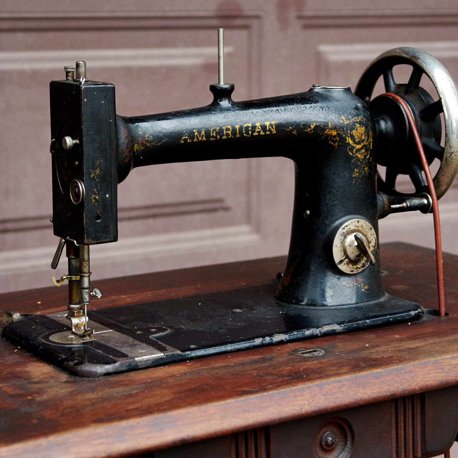 Antique "American" Sewing Machine and Table EBTH