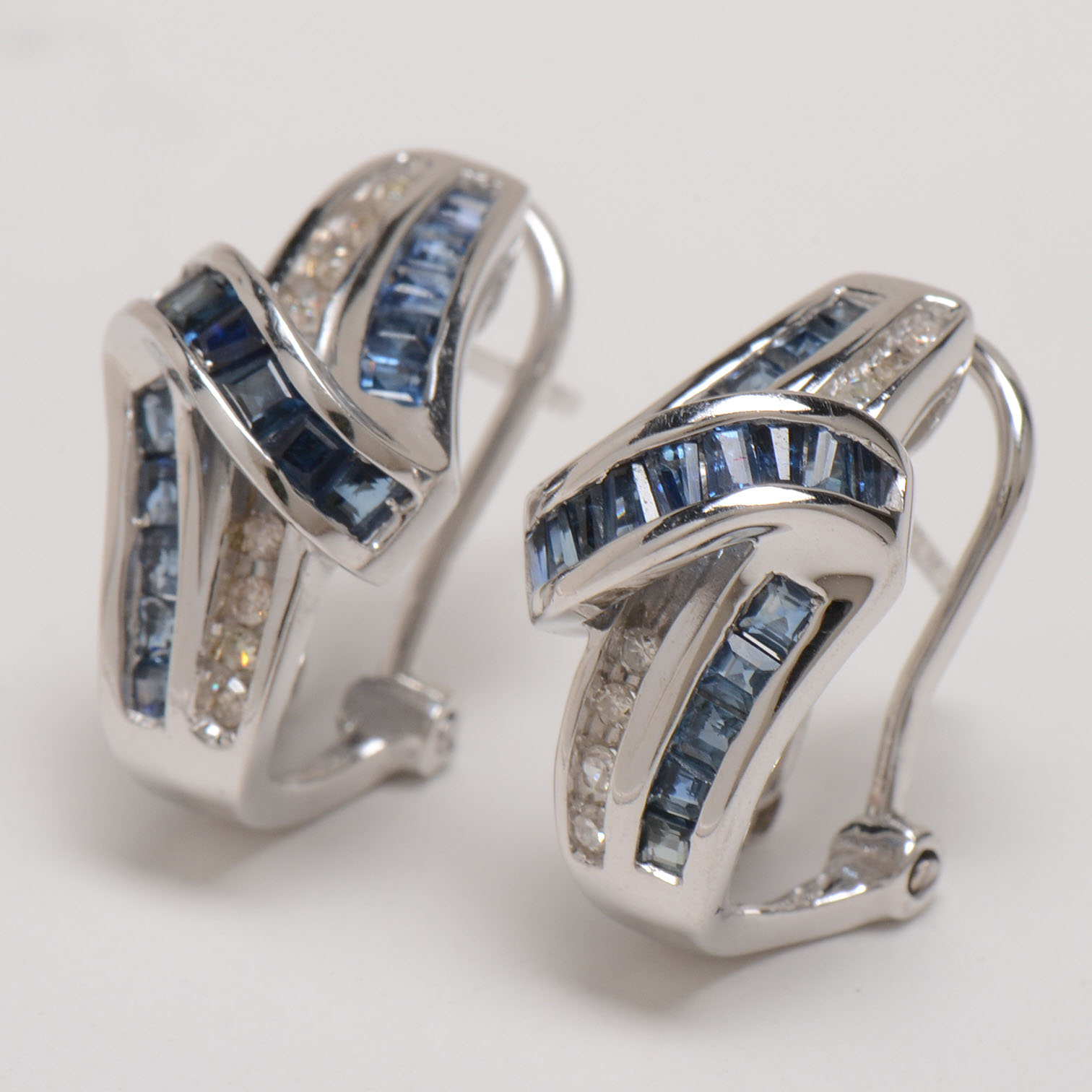 Pair Of 14K White Gold Natural Blue Sapphire Diamond Earrings EBTH   TAY 1731.JPG