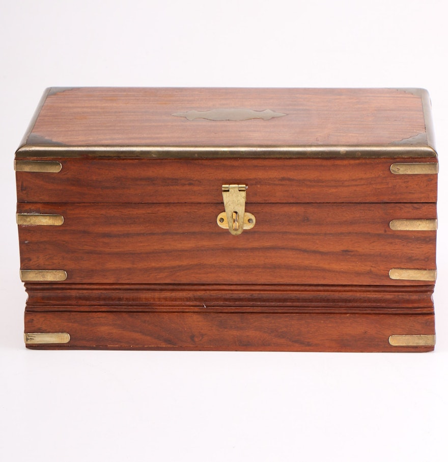 Wooden Box with Brass Hardware EBTH Wooden Box with Brass Hardware EBTH