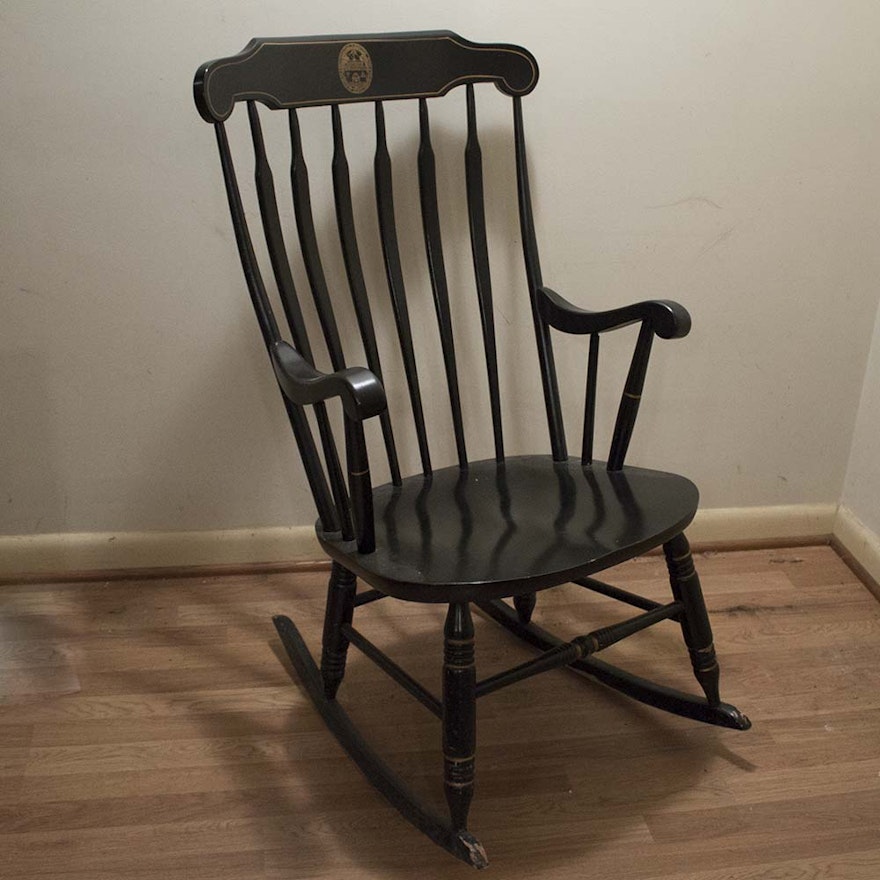Bent Bros Rocking Chair With University Of Vermont Seal Ebth