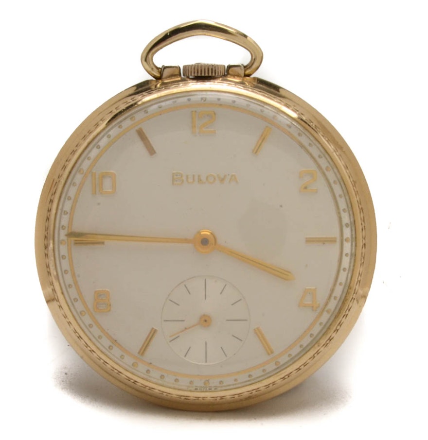 Vintage 10K Rolled Gold Plate Bulova Pocket Watch EBTH Vintage 10K Rolled Gold Plate Bulova Pocket Watch EBTH