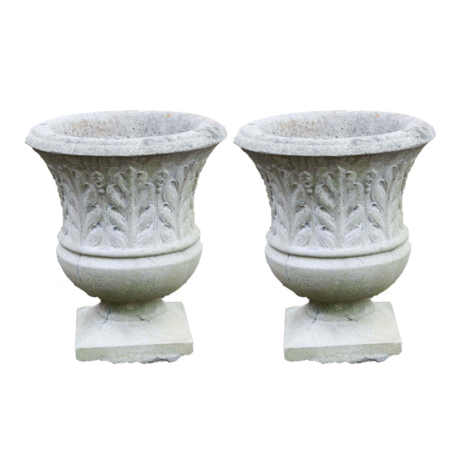 Pair of Pedestal Cement Planters EBTH
