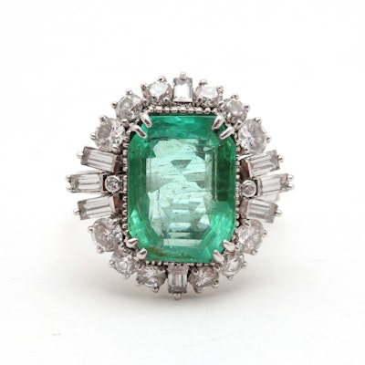 Platinum 7.41 CTS Emerald and 2.24 CTW Diamond Cocktail Ring Platinum 7.41 CTS Emerald and 2.24 CTW Diamond Cocktail Ring