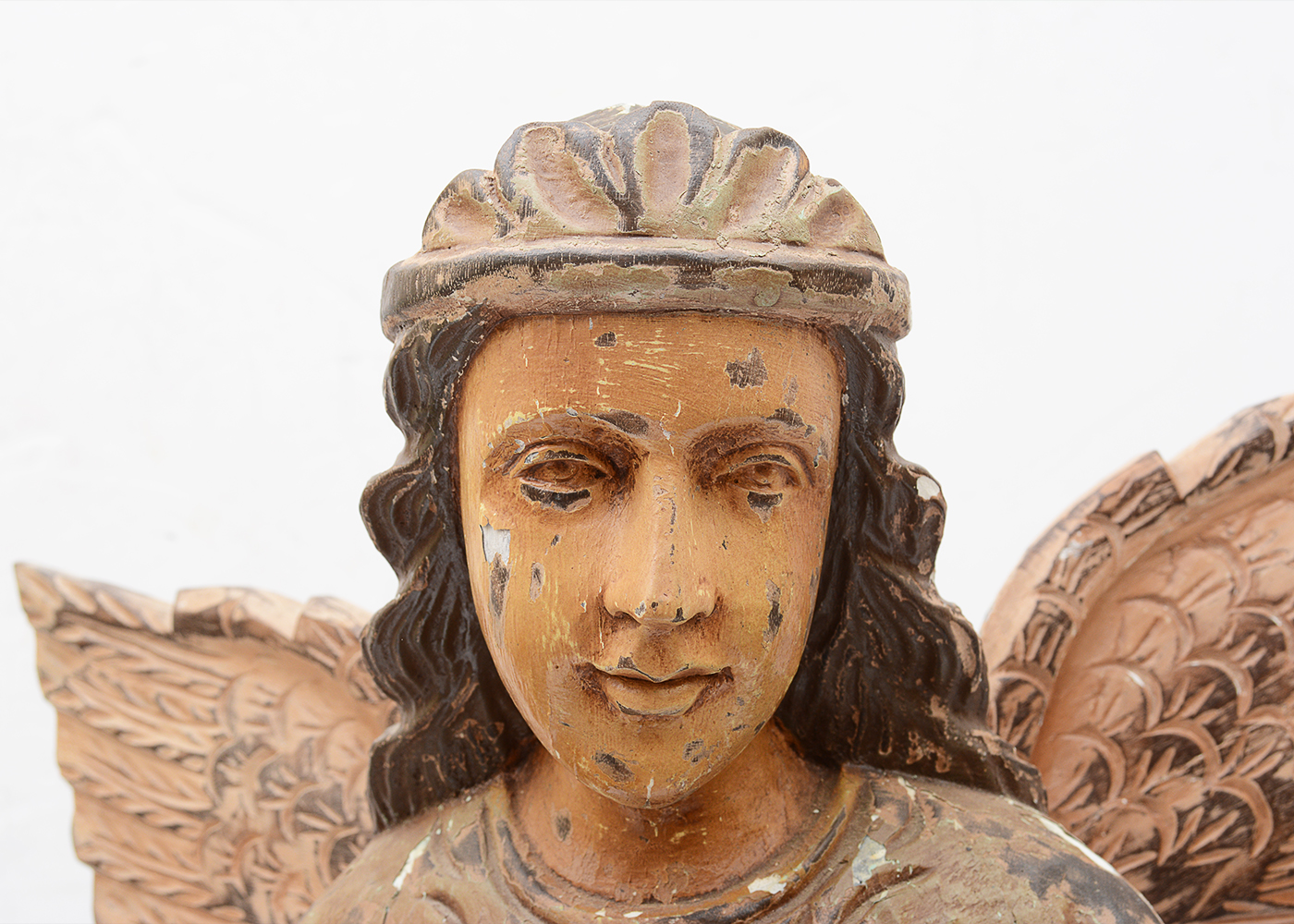 Folk Art Carved Wooden Angel Statue EBTH