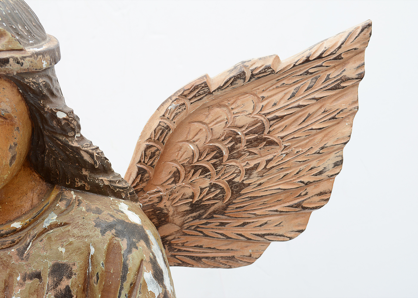 Folk Art Carved Wooden Angel Statue EBTH