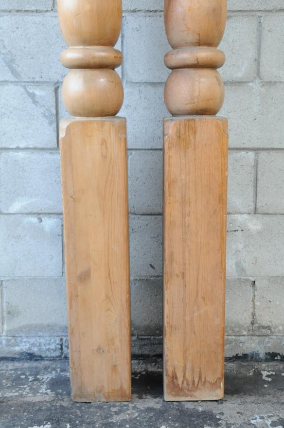 Two Wooden Bed Posts Ebth