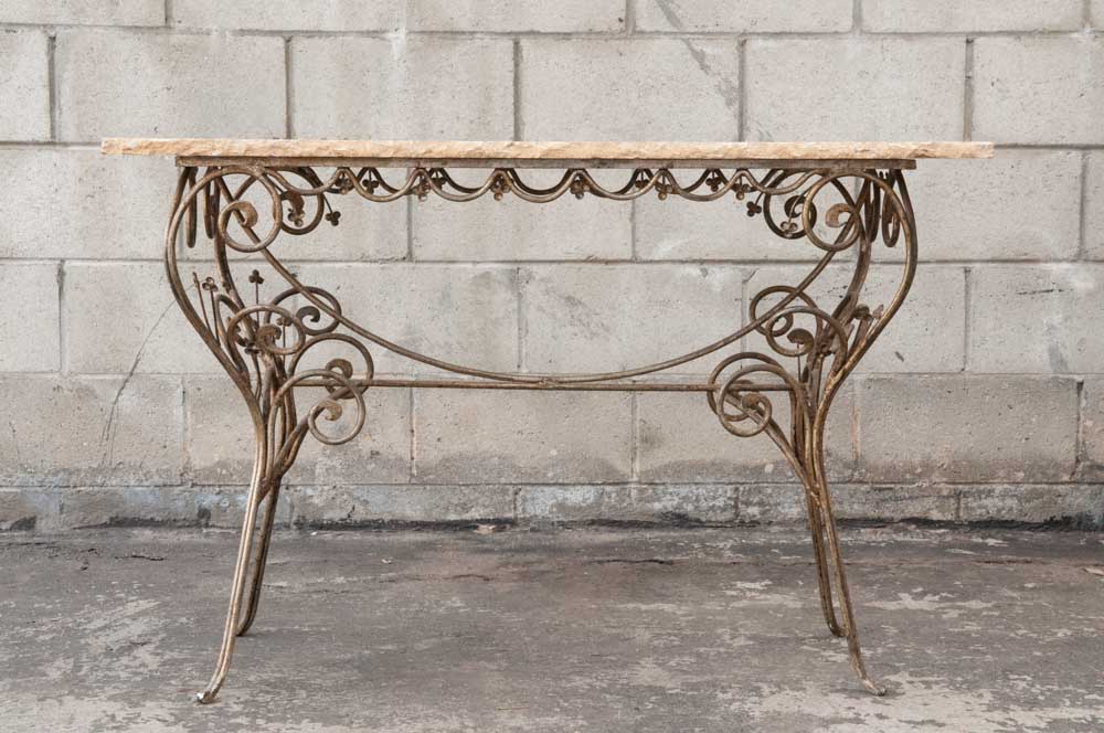 Contemporary Stone and Wrought Iron Console Table EBTH