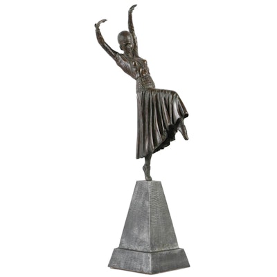 Bronze Dancer on Obelisk Base Bronze Dancer on Obelisk Base