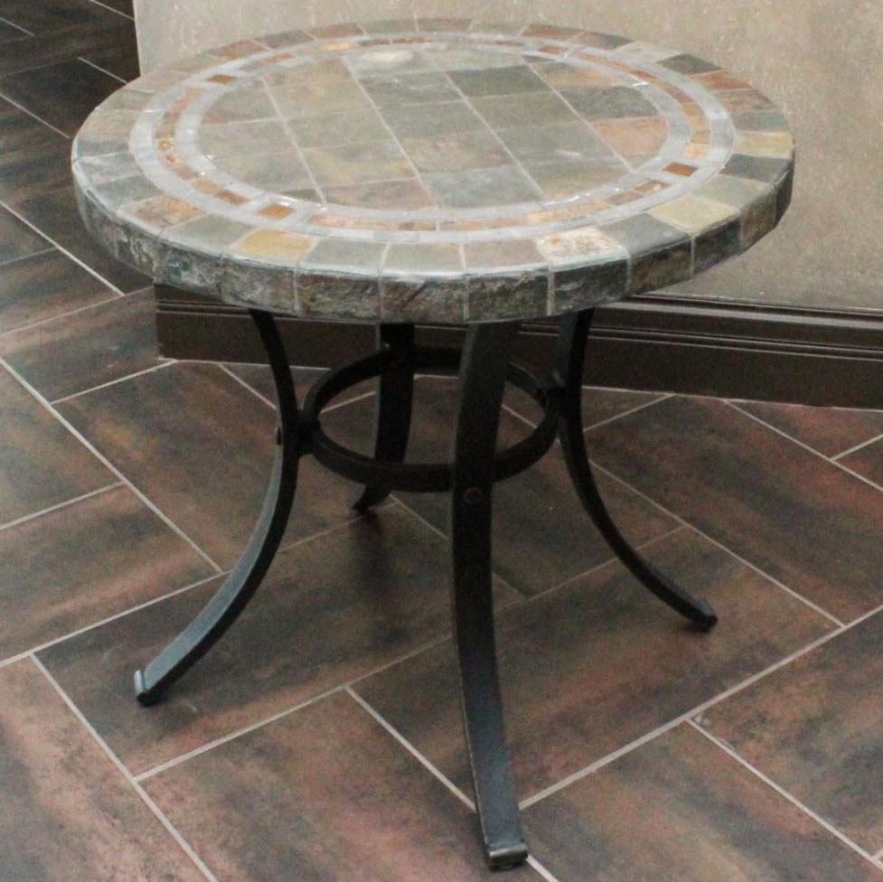 Round Bistro Slate Top Patio Table Ebth