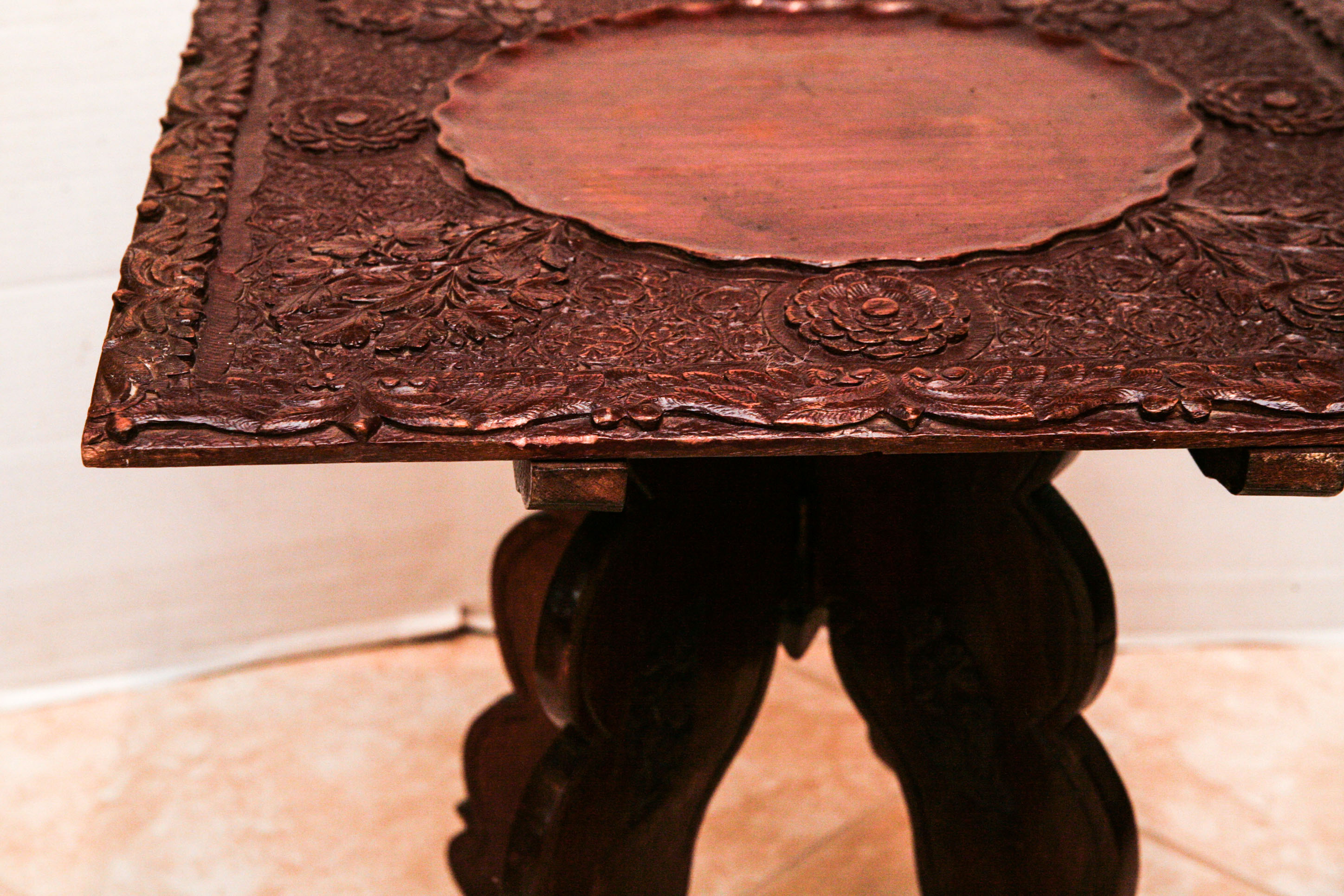 Small Carved Wooden Side Table EBTH