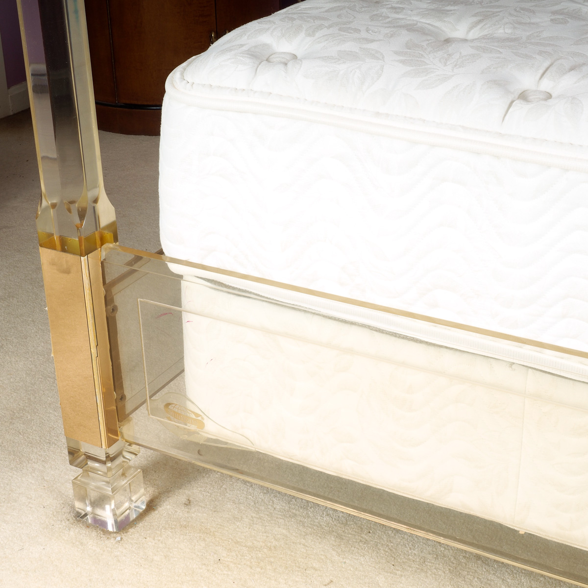 King Size Acrylic Canopy Bed Frame with GoldTone Accents EBTH