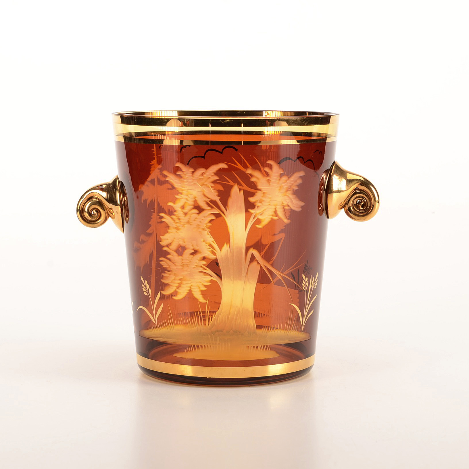 Vintage Etched Glass Ice Bucket EBTH