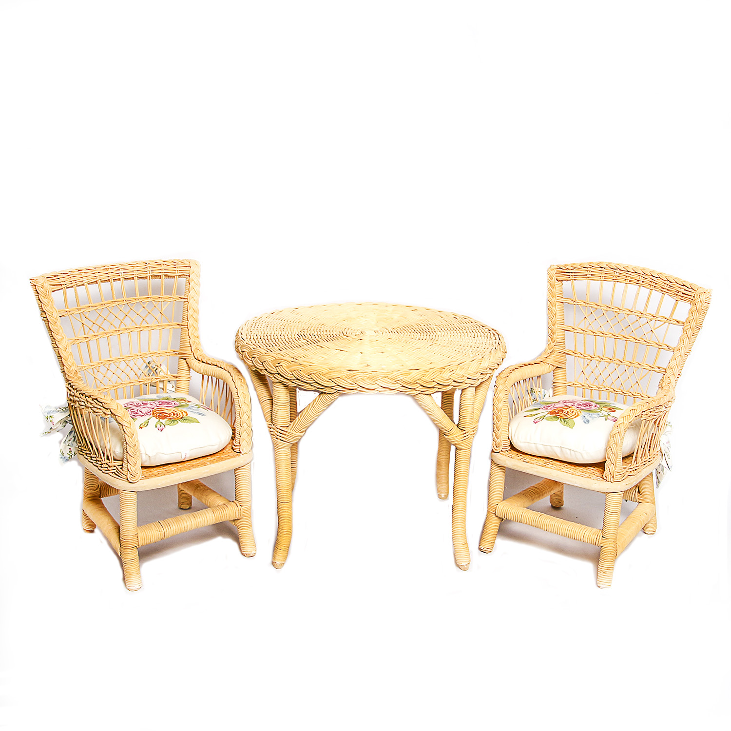 american girl doll wicker table and chairs