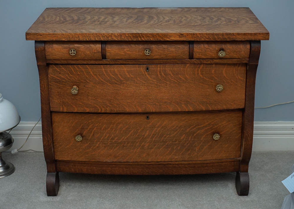 Antique Empire Style Tiger Oak Chest of Drawers EBTH