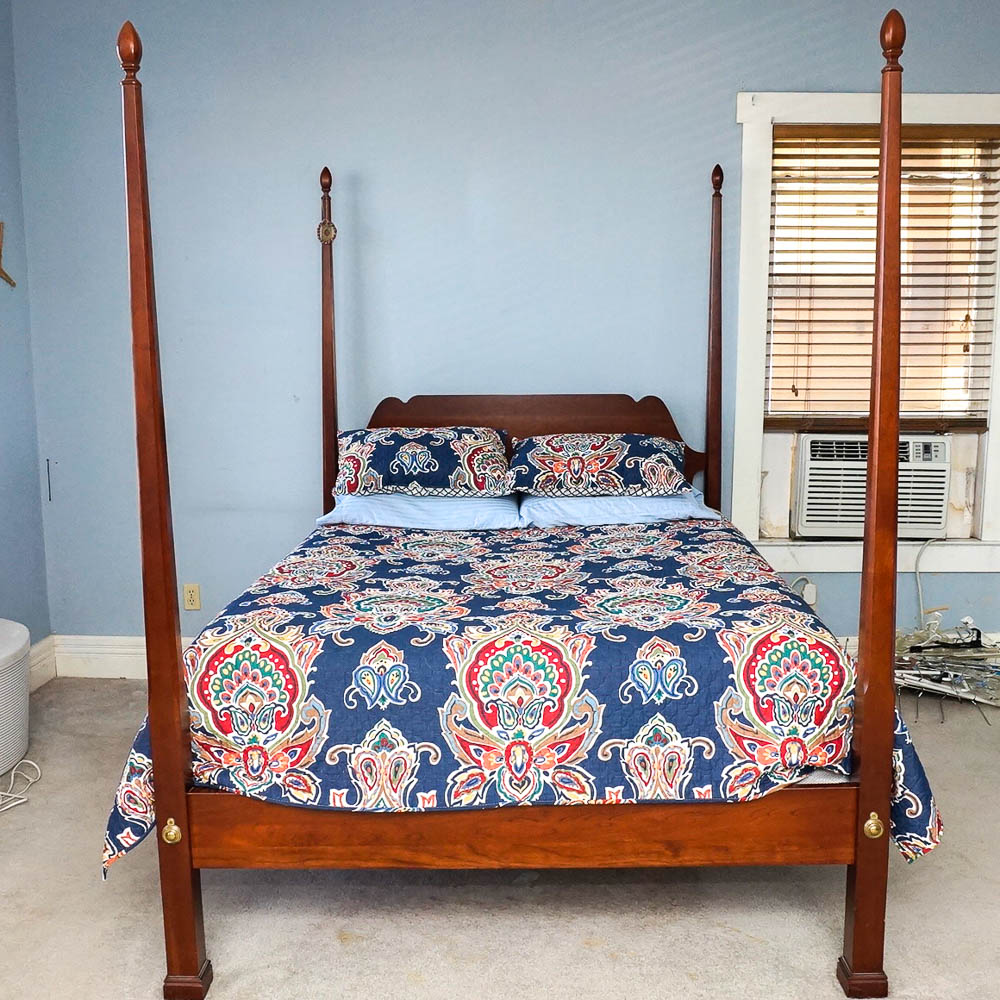Cherry Pencil Post Queen Bed Frame EBTH