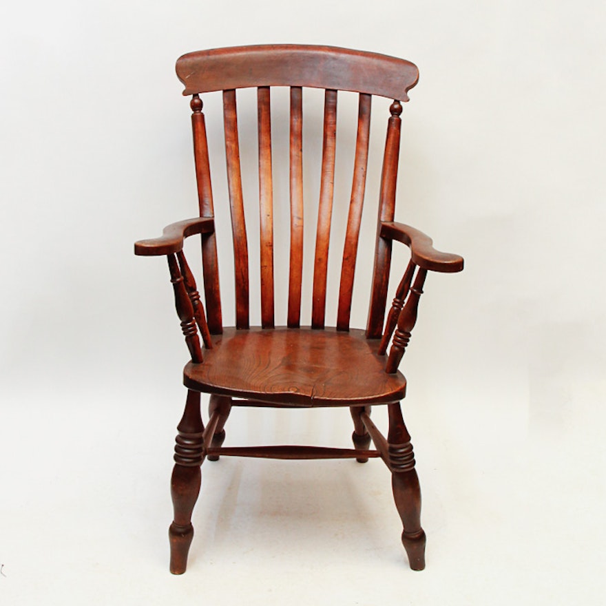 Antique Wooden Arm Chair : EBTH