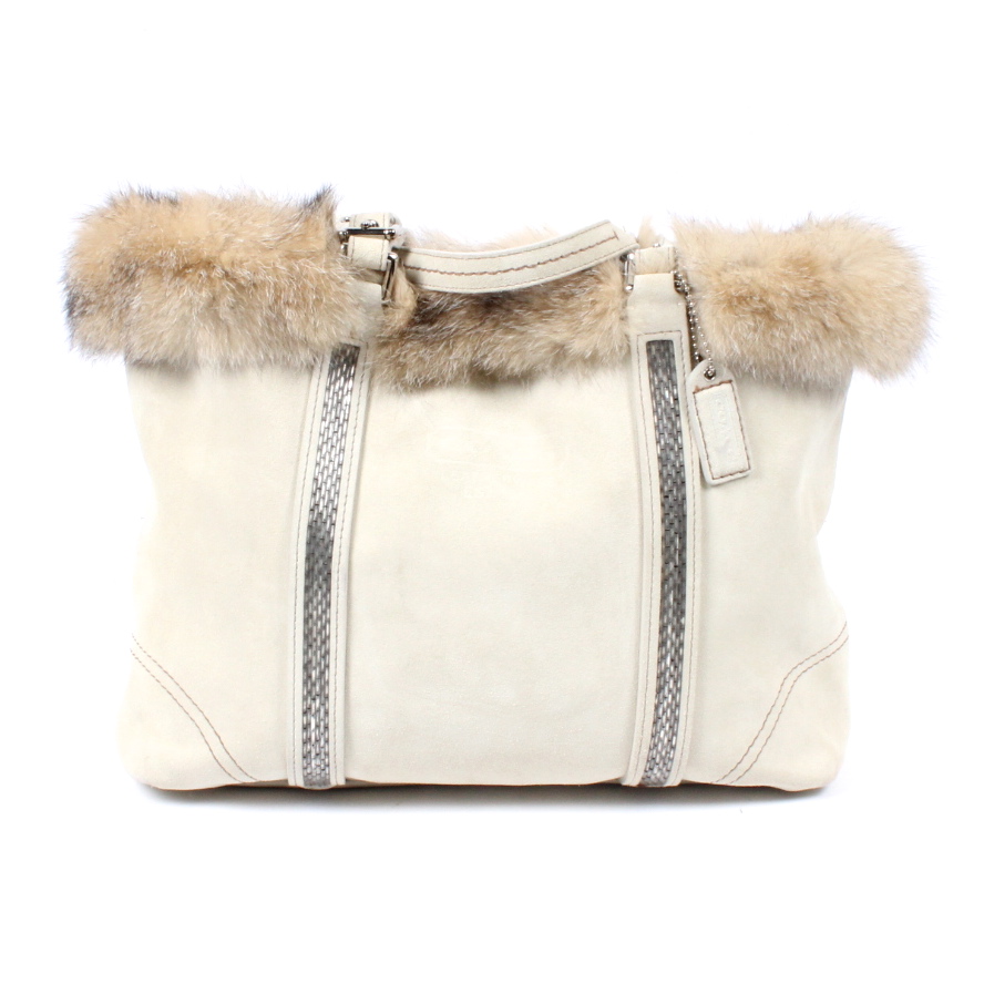 coach purse with fur trim