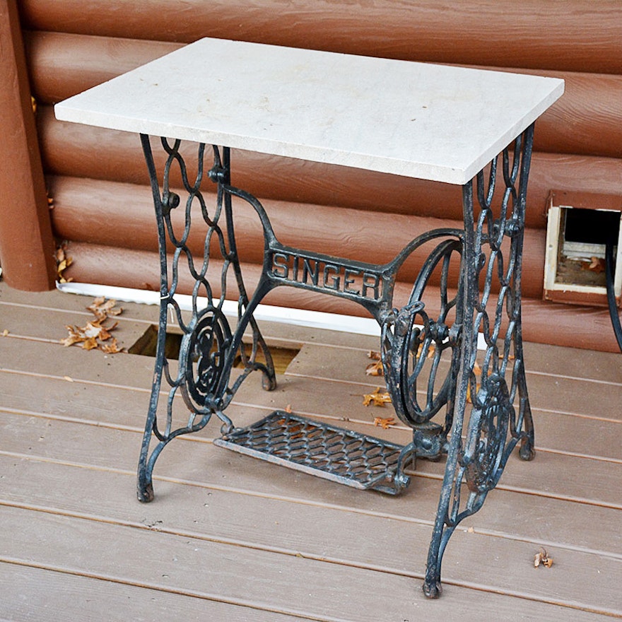 Vintage Cast Iron Singer Sewing Table : EBTH