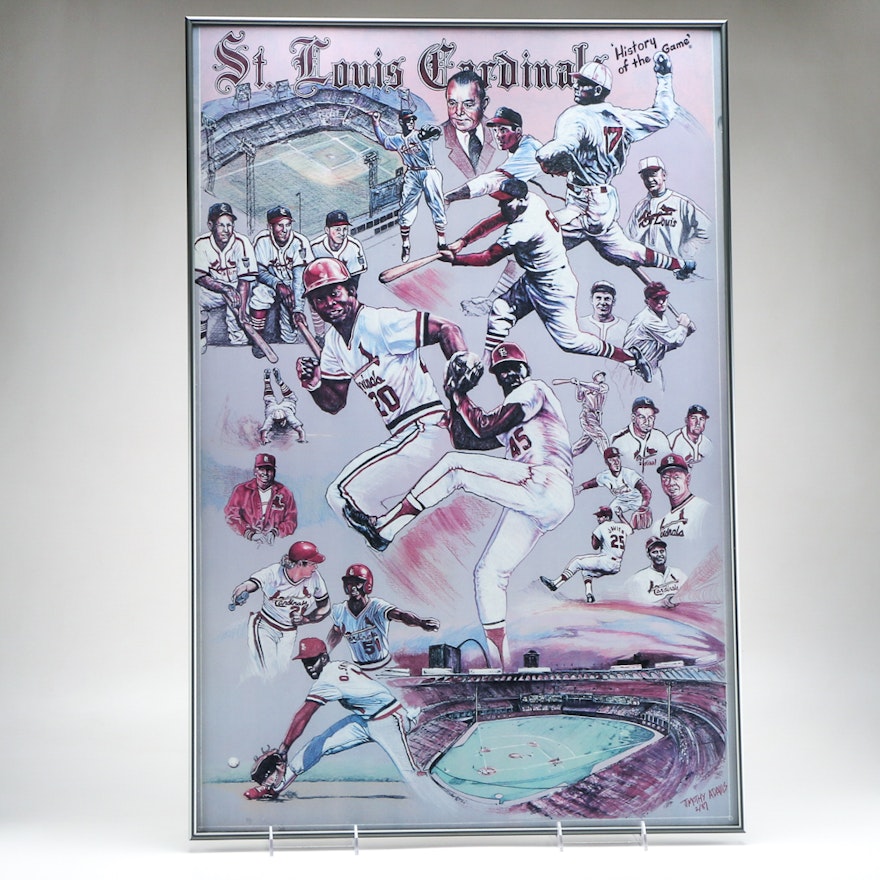 Timothy Adams Framed Offset Lithograph &quot;St. Louis Cardinals History of the Game&quot; | EBTH