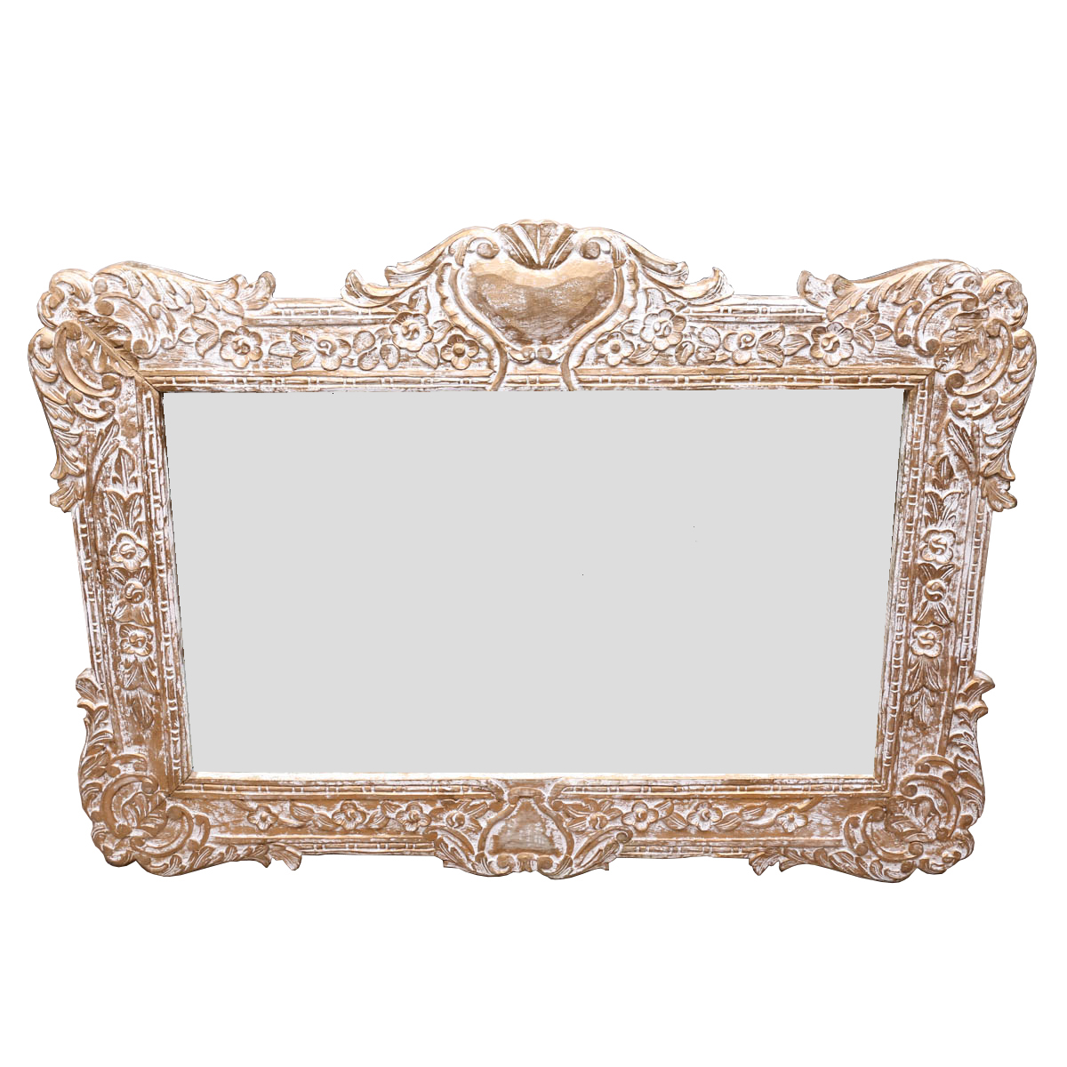 Decorative White Wood Framed Mirror EBTH