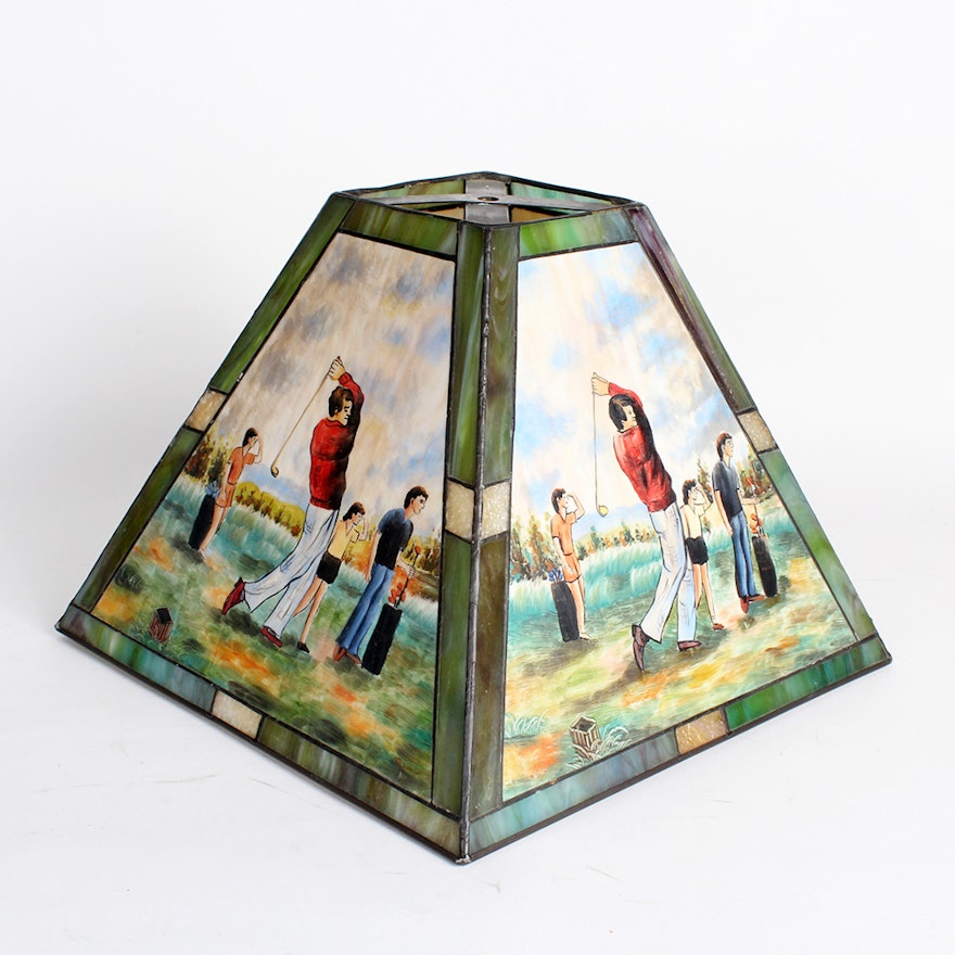 Acrylic Hand Painted Golf Lamp Shade : EBTH