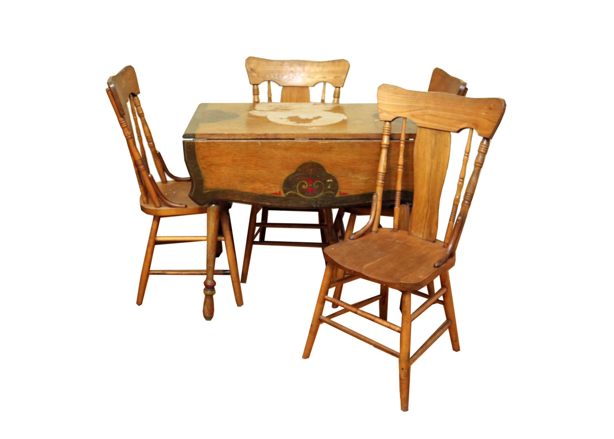 Vintage Hoosier Drop Leaf Table With Four Chairs