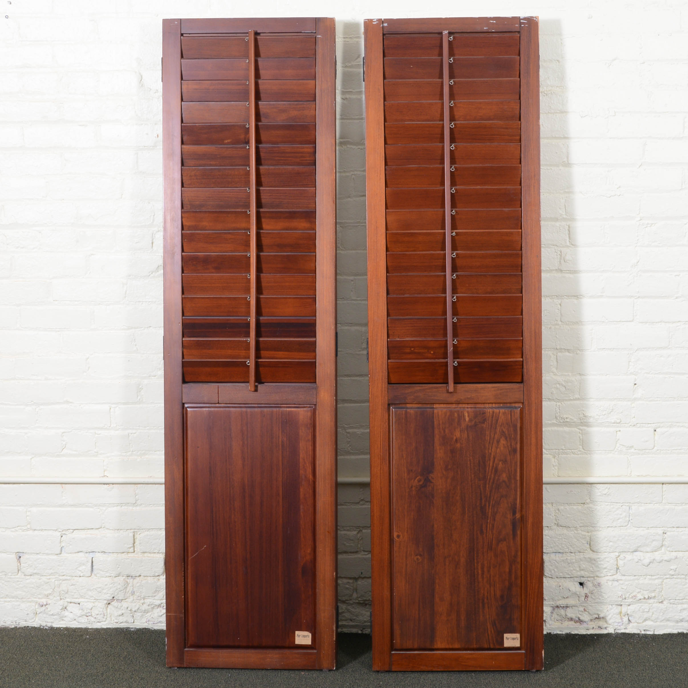 Two Wood Shutter Room Divider Screens EBTH