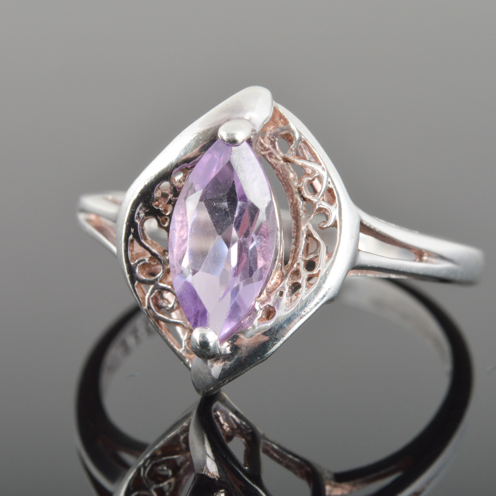 Sterling Silver Amethyst Ring By Avon | EBTH