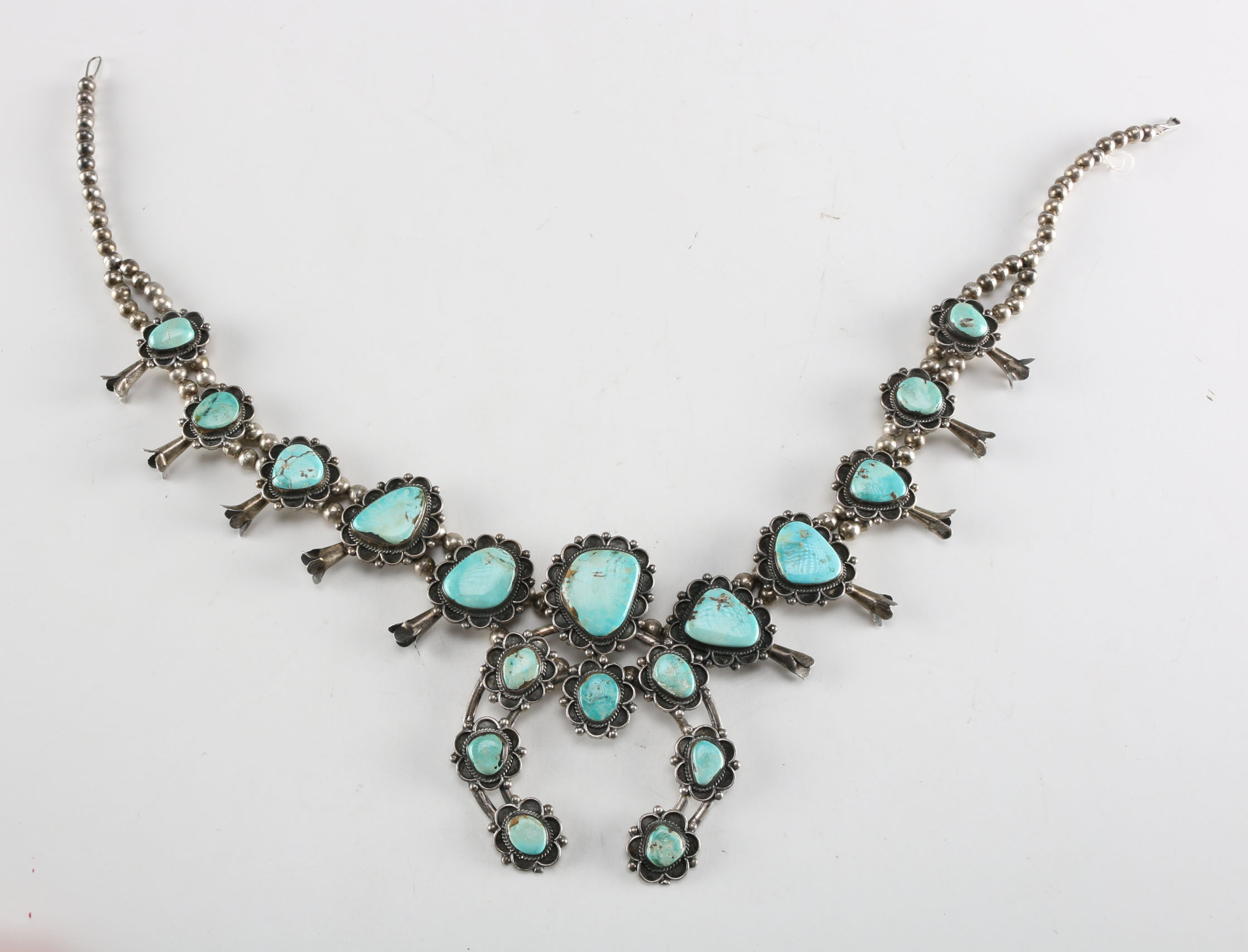 Squash Blossom Sterling Turquoise Necklace EBTH