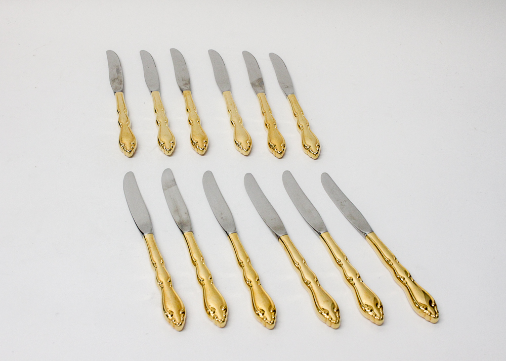 Rogers Bros. "Golden Anniversary" Gold Electroplate Flatware Set EBTH