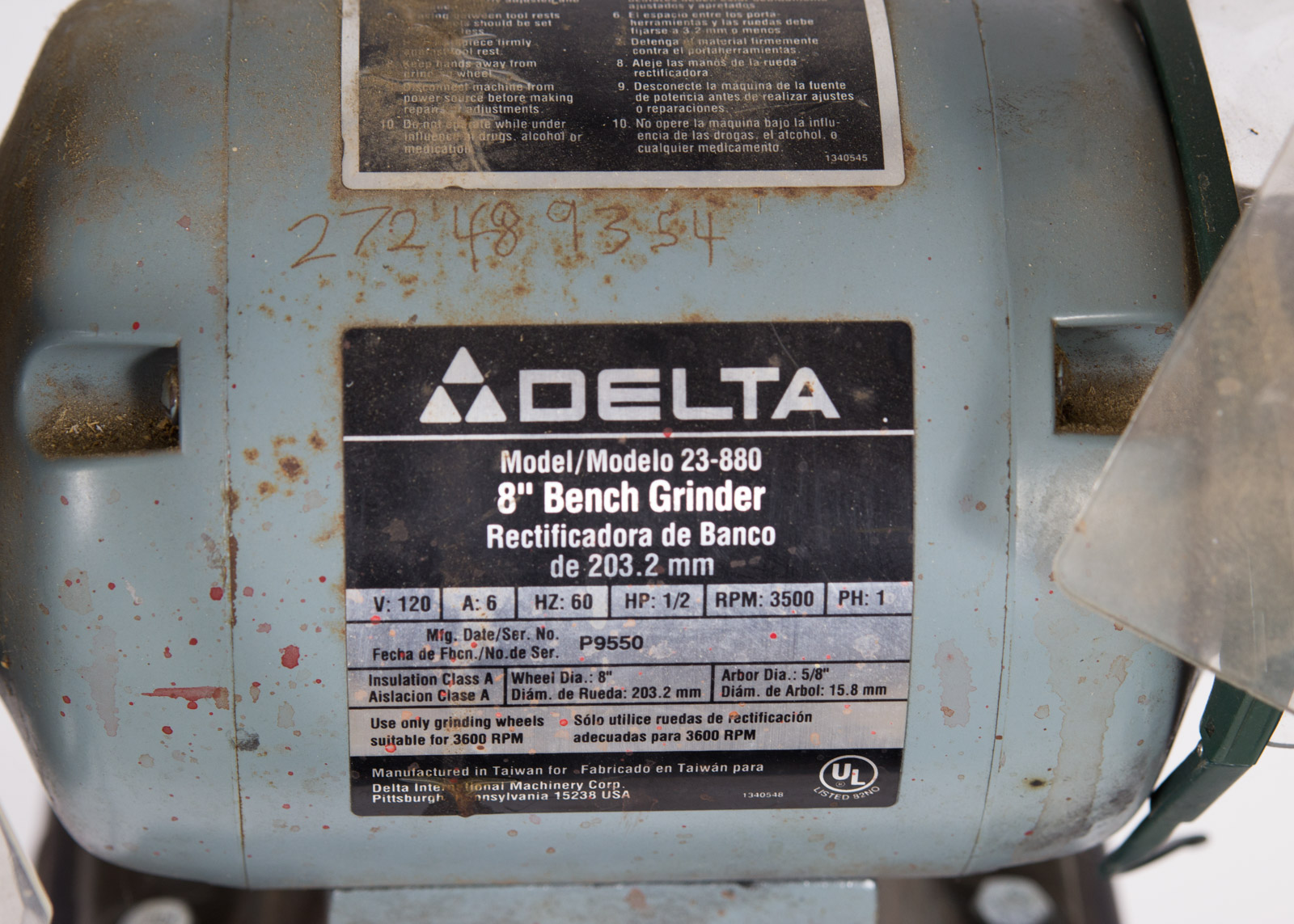 Delta Model 23880 8Inch Bench Grinder with Stand EBTH