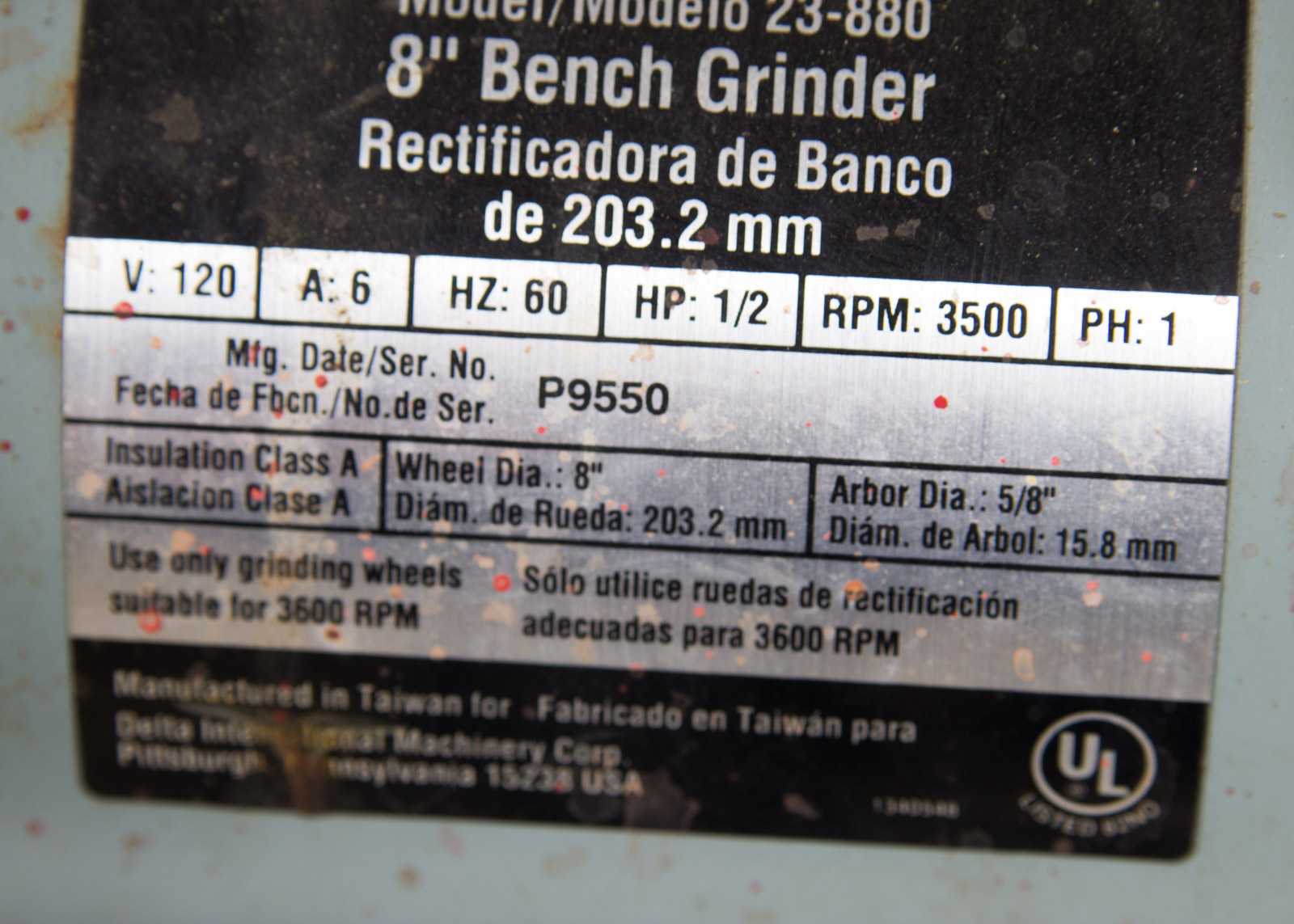 Delta Model 23880 8Inch Bench Grinder with Stand EBTH