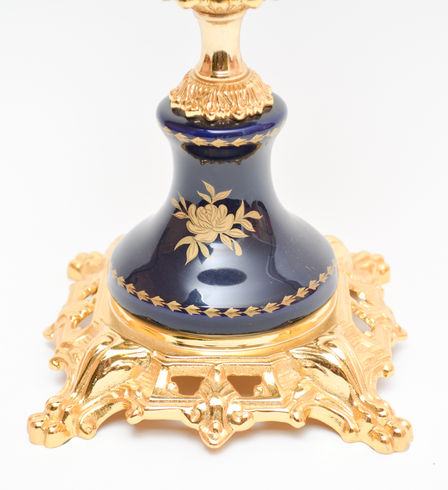 Limoges Blue and Gold Porcelain Urns EBTH