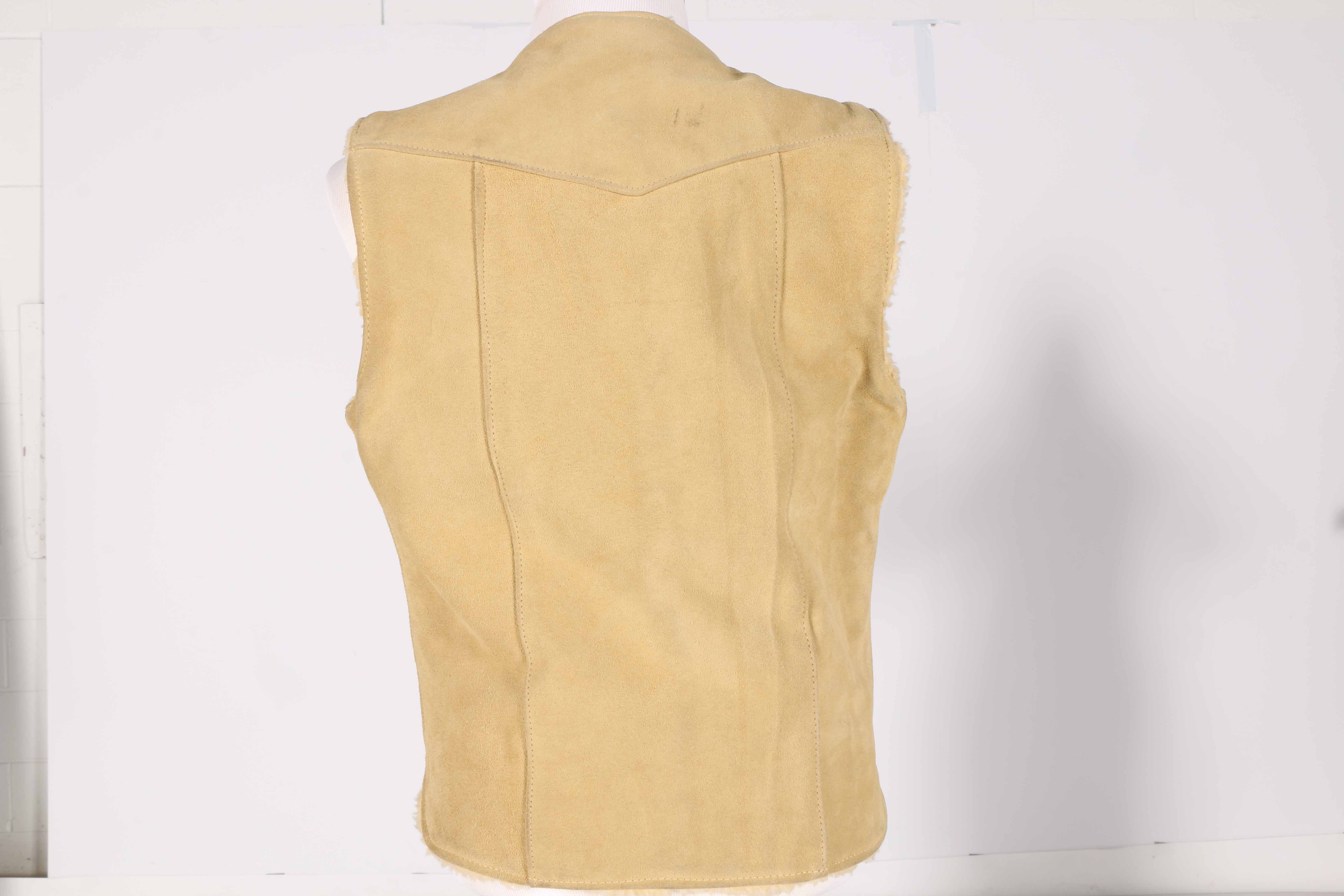 Men's Berman Buckskin Co. Fleece Lined Tan Suede Leather Vest EBTH