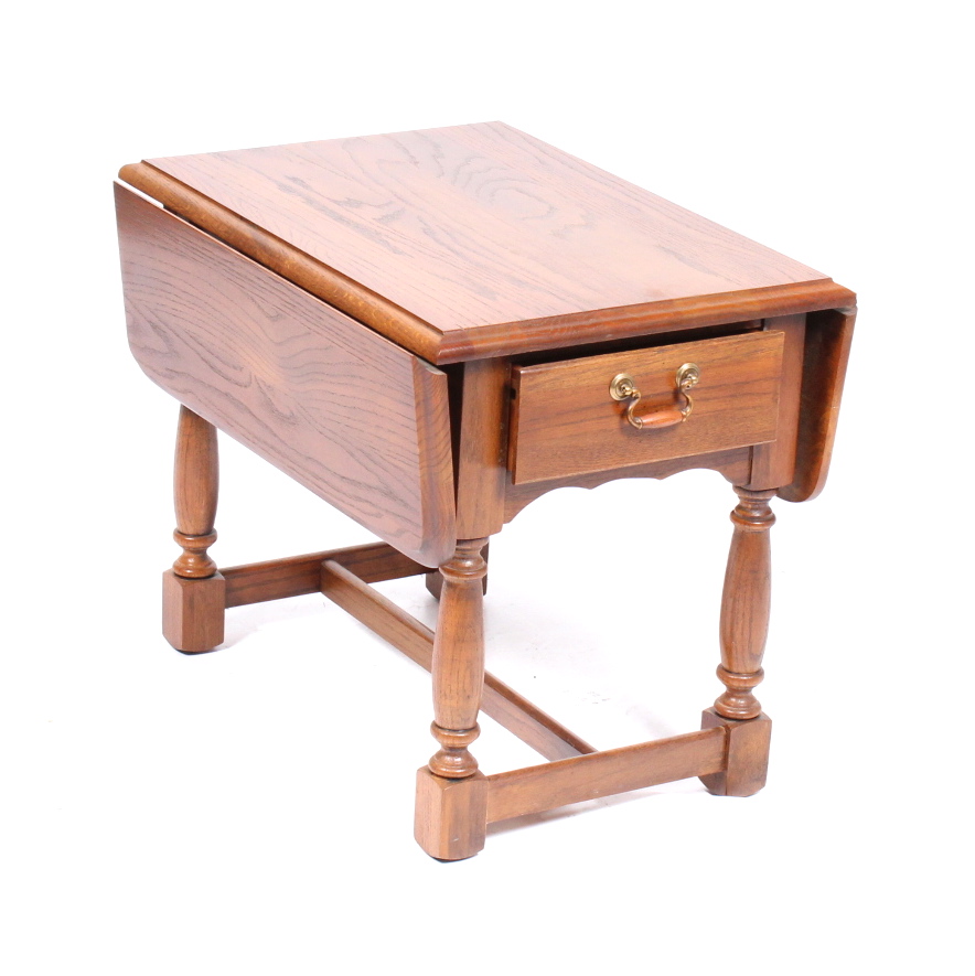 Oak Drop Leaf Accent Table By Mersman Waldron Ebth