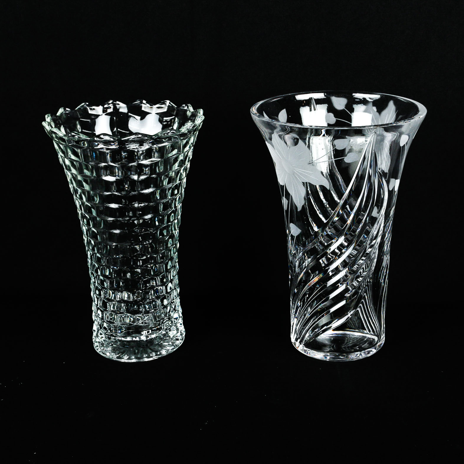 Two Pressed Glass Vases EBTH