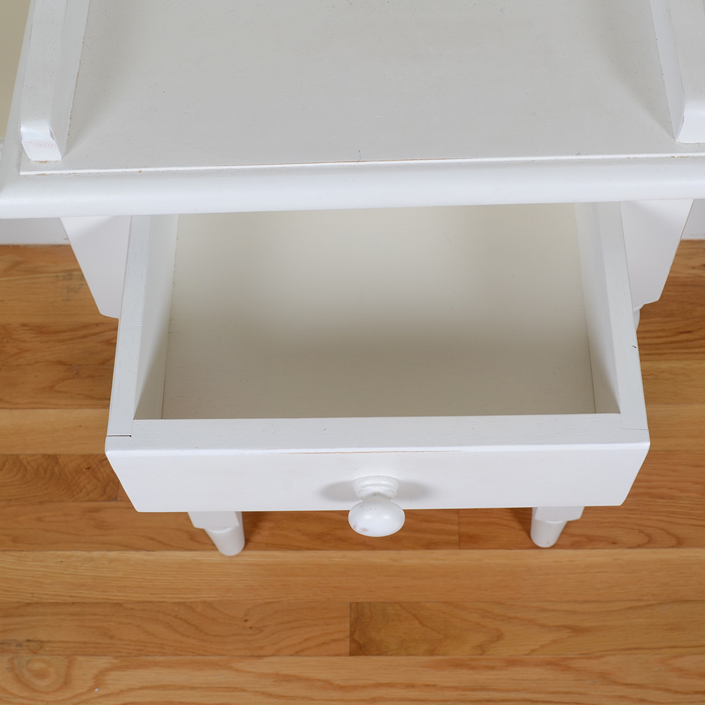 White Wooden Side Table with Drawer EBTH
